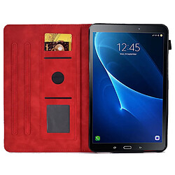 Etui en PU étanche à la poussière avec support et porte-cartes pour votre Samsung Galaxy Tab A 10.1 (2016) T580 - rouge