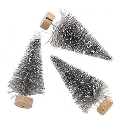 Rico Lot de 3 sapins de Noël en bois gris 7 cm