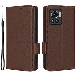 Etui en PU texture litchi, fermoir magnétique pour votre Motorola Edge 30 Ultra 5G/Edge X/Moto X30 Pro 5G - marron