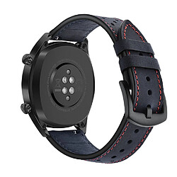 Bracelet en cuir véritable 22 mm avec trous bleu pour votre Huawei Watch GT