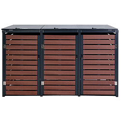 Avis Decoshop26 Abris poubelles pour conteneur d'une capacité de 80 à 240 litres 119x205x84 cm wpc métal aspect bois de noyer 04_0008240