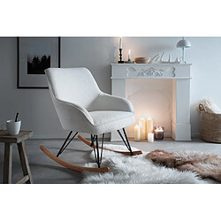 Inside 75 Fauteuil relax à bascule SIRIUS assise confortable pied métal noir patin chêne tissu blanc