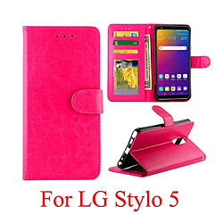 Wewoo Housse Coque Etui en cuir Flip pour LG Stylo 5 Crazy Horse Texture horizontal avec support et logements cartesportefeuille et cadre photo Magenta pas cher