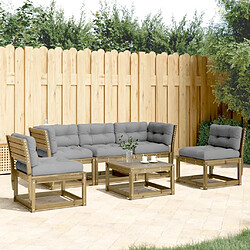 Maison Chic Salon de jardin 5 pcs avec coussins | Ensemble de Table et chaises | Mobilier d'Extérieur bois de pin imprégné -GKD22562