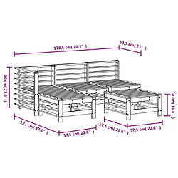 vidaXL Salon de jardin 5 pcs blanc bois massif de pin pas cher