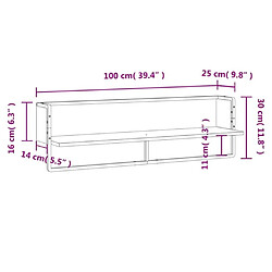 vidaXL Étagère murale avec barre noir 100x25x30 cm pas cher