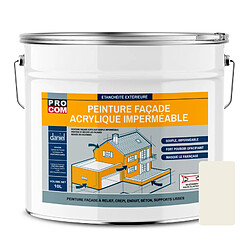 PRO COM Peinture façade PROCOM crépi, façade à relief, imperméabilisation et protection des façades - Durable jusqu'à 10 ans-10 litres-Blanc cassé (RAL 9010)