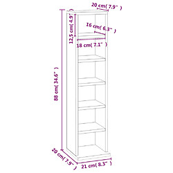 vidaXL Armoire à CD Blanc 21x20x88 cm Bois d'ingénierie pas cher