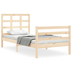 Maison Chic Lit adulte - Cadre de lit et tête de lit,Structure du lit Contemporain pour chambre 100x200 cm bois massif -MN86020