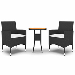 Maison Chic Mobilier à dîner 3 pcs de jardin - Ensemble table et chaises d'extérieur - Salon/Mobilier de jardin classique Résine tressée Noir -MN65442