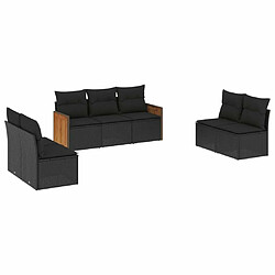 Maison Chic Salon de jardin 7 pcs avec coussins | Ensemble de Table et chaises | Mobilier d'Extérieur noir résine tressée -GKD58521