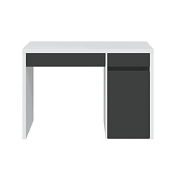 Dansmamaison Bureau 1 porte 2 tiroirs Blanc/Gris - PAKAU