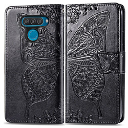 Wewoo Housse Coque Étui en cuir à rabat horizontal Butterfly Love Flowers gaufrage pour LG Q60avec support et logements cartesainsi que portefeuille et lanière noir