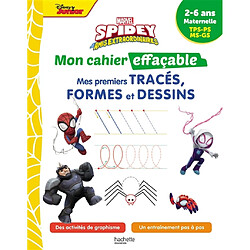 Spidey et ses amis extraordinaires : mon cahier effaçable, mes premiers tracés, formes et dessins : 2-6 ans, maternelle, TPS, PS, MS, GS