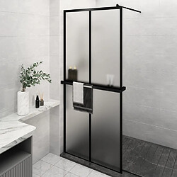 Maison Chic Paroi de douche | Écran de douche | Cloison de douche avec étagère Noir 100x195cm Verre ESG&Aluminium -GKD80918