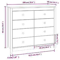 vidaXL Armoire latérale cire marron 100x40x90 cm bois de pin massif pas cher