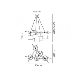 Luminaire Center Suspension Sabina Immitation bois 5 ampoules 120cm