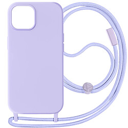 Avizar Coque Cordon pour iPhone 15 Lanière Tour du Cou 80cm série Corda Violet