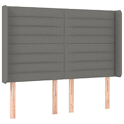 Avis Maison Chic Tête de lit scandinave à LED,meuble de chambre Gris foncé 147x16x118/128 cm Tissu -MN21962