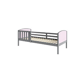 Kids Literie Lit Enfant Tom 90x190 Gris - rose Livré avec sommiers