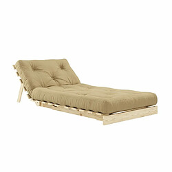 Acheter Inside 75 Fauteuil convertible futon ROOTS pin naturel coloris beige blé couchage 90 x 200 cm.