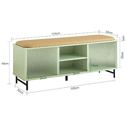 Avis SoBuy FSR115-GR Banc de Rangement à Chaussure, Banquette Rembourré sur Pieds avec 2 Compartiments et 2 Portes Coulissantes en Verre