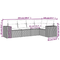 Avis Maison Chic Salon de jardin 5 pcs avec coussins | Ensemble de Table et chaises | Mobilier d'Extérieur gris résine tressée -GKD64038