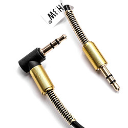 Avis vhbw Adaptateur pour câble audio stéréo 3,5mm vers l'entrée AUX -prise jack vers prise jack- câble en spirale, doré, coudée, rallonge électrique