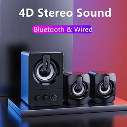 Universal Haut-parleur de l'ordinateur 4D Surround Sound Mini Subwoofer Musique Haut-parleur pour ordinateur portable PC PC Téléphone Stéréo Haut-parleur Bluetooth | Haut-parleurs de l'ordinateur (Noir)