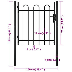 Acheter vidaXL Portail simple avec haut arrondi 100 x 75 cm