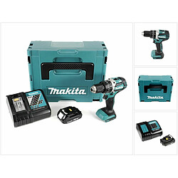 Makita DHP 484 RY1J 18V Brushless Li-Ion Perceuse visseuse à percussion sans fil avec boîtier Makpac + 1x Batterie BL 1820 2,0 Ah + Chargeur DC18RC