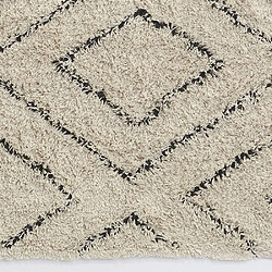 Acheter Aubry Gaspard Tapis en coton naturel et noir 60 x 90 cm Losanges.