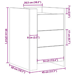 vidaXL Table de chevet noir 45x50x65 cm bois d’ingénierie pas cher