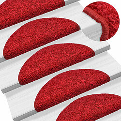 Decoshop26 15 tapis d'escalier rouge avec bandes adhésives 56 x 20 cm DEC023567