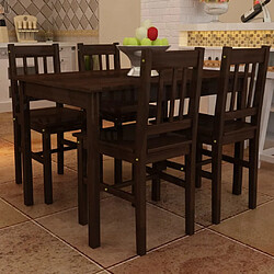 Maison Chic Table de salle à manger,Table à dîner avec 4 chaises Marron -GKD11486