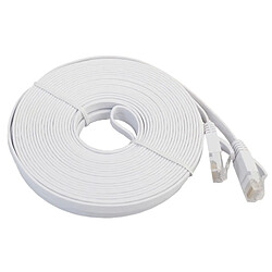 Wewoo Câble réseau LAN plat Ethernet blanc ultra-plat 15m CAT6, cordon de raccordement RJ45