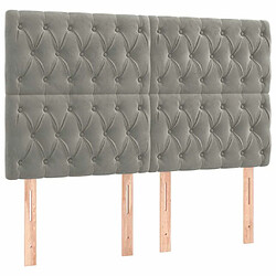 Acheter Maison Chic Tête de lit scandinave à LED,meuble de chambre Gris clair 144x7x118/128 cm Velours -MN11282