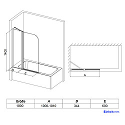 EMKE Pare de baignoire en 6 mm verre securit Paroi de douche pliable pour baignoire - 100 x 140 cm - Revêtement Nano facile à nettoyer Modèle 3 pas cher