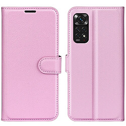 Etui en PU texture litchi, fermeture aimantée avec support rose pour Xiaomi Redmi Note 11 4G (Qualcomm)/Redmi Note 11S 4G