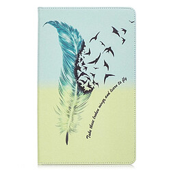 Etui en PU motif imprimé avec support motif de plumes pour votre Samsung Galaxy Tab A 10.1 (2019) T510