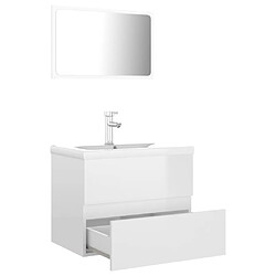 Avis Maison Chic Ensemble de meubles de salle de bain,Armoire rangement Bain Blanc brillant Aggloméré -MN11129