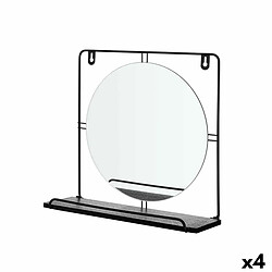 Gift Decor Miroir Noir Métal Bois MDF 33,7 x 30 x 10 cm (4 Unités)