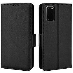 Etui en PU texture litchi, fermoir aimanté avec support noir pour votre Samsung Galaxy S20 Plus 4G/5G