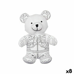 Pincello Peluche à colorier Blanc Noir Tissu 17 x 21 x 12 cm Ours (8 Unités)