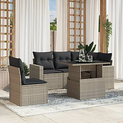 vidaXL Salon de jardin 6 pcs avec coussins gris clair résine tressée