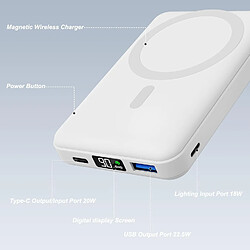 SANAG Batterie Externe Pour Iphone, 10000Mah Batterie Externe Avec Magsafe, Pliable Magnétique Sans Fil Power Bank Charge Rapide Pd 22.5W, Affichage Led, Pour Iphone 16/15/14/13/12/Mini/Pro/Pro