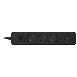 Barrette d'alimentation InLine® 3 ports avec USB QC, 3x type F allemand avec interrupteur et sécurité enfants noir 1,5 m