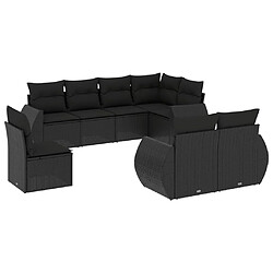 Maison Chic Salon de jardin 8 pcs avec coussins | Ensemble de Table et chaises | Mobilier d'Extérieur noir résine tressée -GKD55664