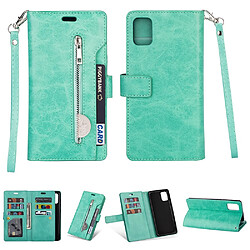 Etui en PU fermeture éclair à plusieurs emplacements avec support vert clair pour votre Samsung Galaxy A81/Note 10 Lite