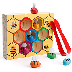 Universal Belles motricités pour les tout-petits Jouets Clips Ruche des abeilles Jeux de concours Couleurs en bois Puzzle de tri Pré-apprentissage | Outils d'apiculture